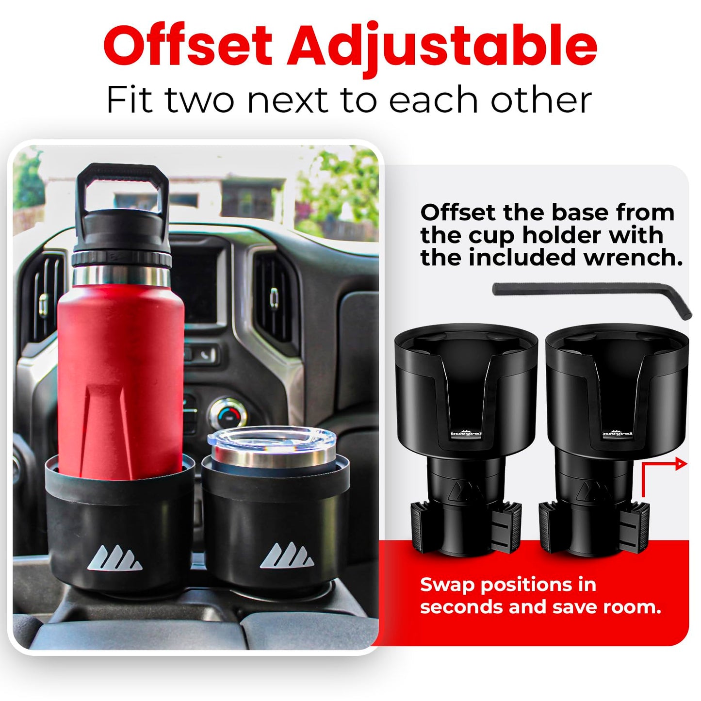Integral Ultimate Car Cup Holder Expander – Adjustable Base