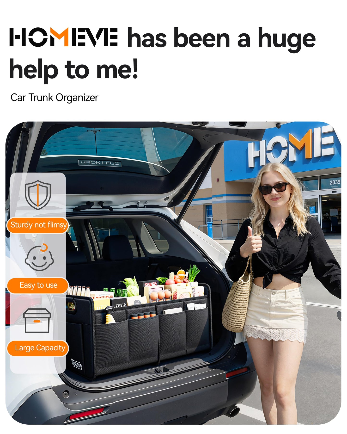 Homeve Car Trunk Organizer – Foldable Waterproof Storage